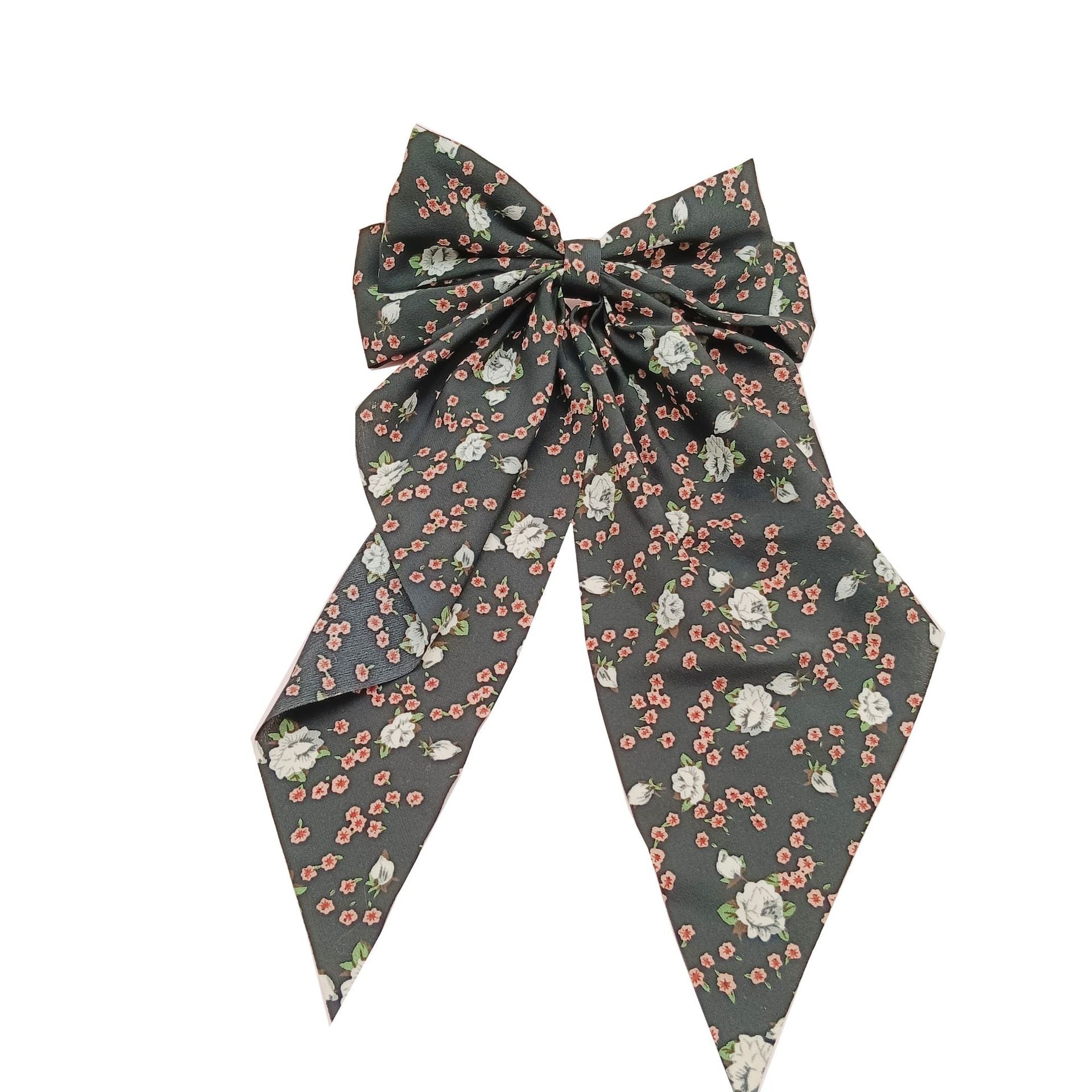 Wholesale Fabric Floral Scarf Ribbon Bow Spring Clip